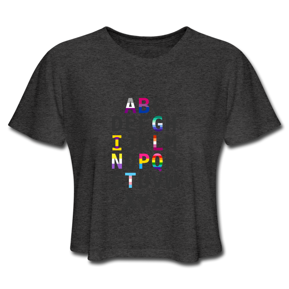 Queer A** Alphabet Crop Tee - deep heather